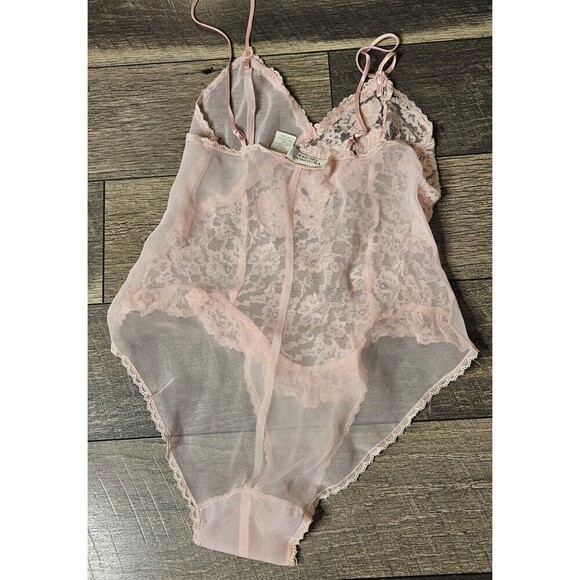 Victoria's Secret Vintage Gold Label 90's Chiffon & Lace Pink Teddy Small - Picture 6 of 7
